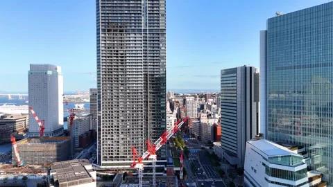 Yokohama Urban Development | Construction - 4K Aerial Video Vídeo Stock 333193311