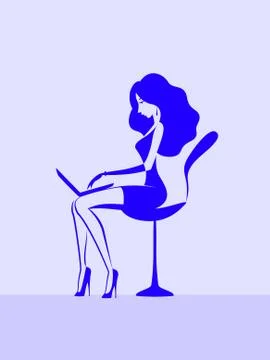 Yong lady works at the computer Stock Illustration