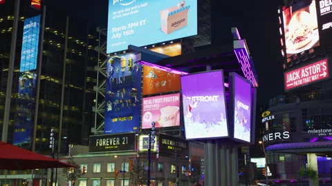 Yonge Dundas Square, in Toronto, at night Video stock 217648963