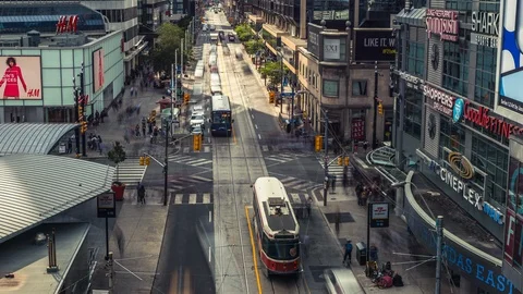 Yonge Dundas Toronto Busy Intersection Timelapse Day Stock-Footage 87514449