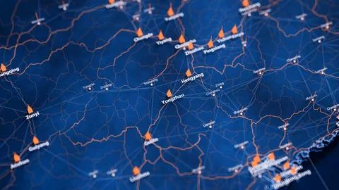 Yongzhou map big data visualization. Futuristic map infographic of city in China Illustrazione stock