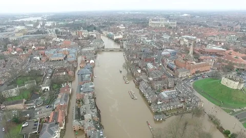 York Floods , streets under water, Stock Footage