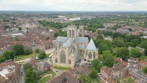 York Minster by drone Stock Footage 246379804