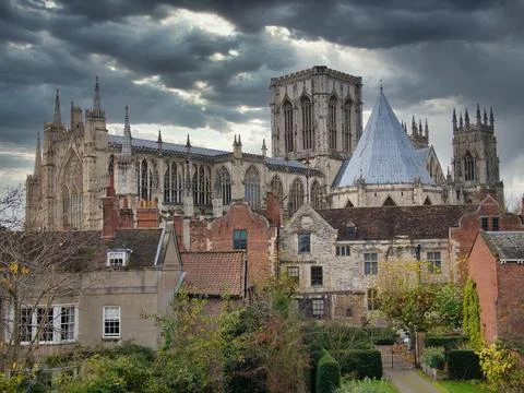 York Minster on the skyline on a grey, foreboding day Stock Photos