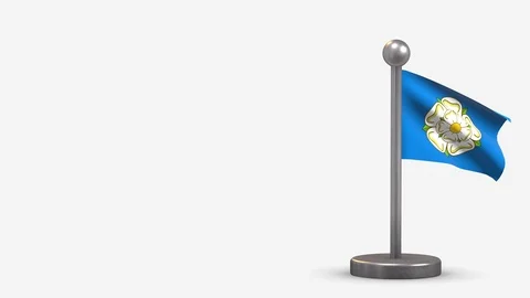 Yorkshire 3D waving flag animation on tiny flagpole. Stock Footage 120801557