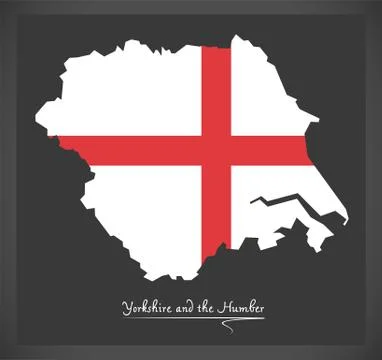 Yorkshire and the Humber map with flag of England illustration Stock Illustration
