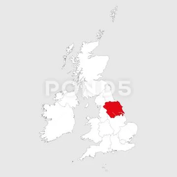 Yorkshire and the humber marked on united kingdom map. Stock Illustration