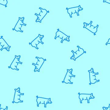 Yorkshire pig breed vector seamless pattern Stock Illustration