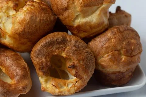 Yorkshire Pudding stack close up Stock Photos