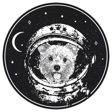 Yorkshire Terrier astrodog portrait. Cute space dog. Vector illustration Stock Illustration