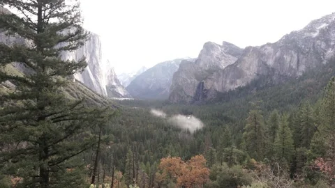 Yosemite El Capitan Time lapse with Low Moving Fog Stock Footage 145473291