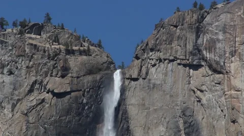 Yosemite Falls Close vertical pan Stock Footage 49405406