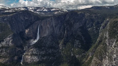 Yosemite Falls time-lapse cloud shadows, Yosemite National Park, California Video stock 92602211