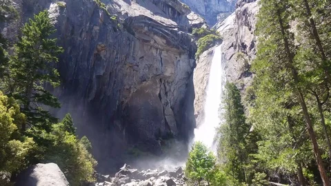 Yosemite Falls Upper and Lower Falls Medium Close Up Video stock 91796658