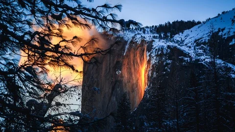 Yosemite Firefall at Sunset Stock Footage 103429715