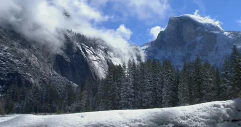 Yosemite Half Dome Winter Timelapse 4K 30P Stock Footage 247995496