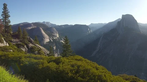 Yosemite Landscape View of Half Dome from Glacier Point Stock Footage 92225324