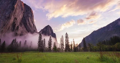 Yosemite Meadow Sunset Timelapse 4k Stock Footage