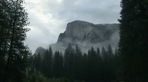 Yosemite, Moody Half Dome-A Stock Footage 712876