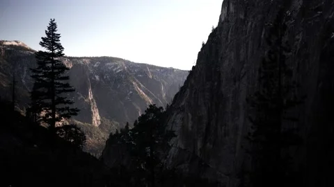 Yosemite Mountains During Sunset, Gimbal Shot Stock Footage 145476202