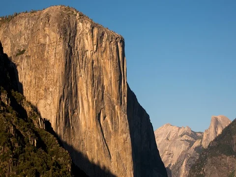 Yosemite National Park, CA, USA - El Capitan and Half Dome - Timelapse pan left Stock Footage 75282912