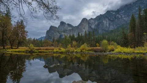 Yosemite Park Viewed From The Merced River Stock Footage 106810668