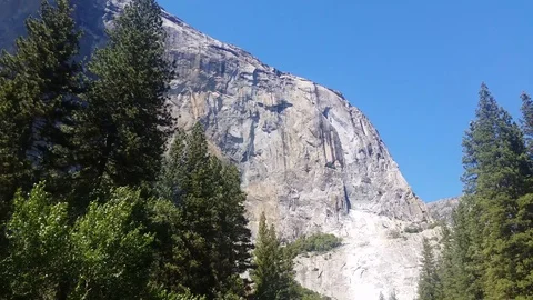 Yosemite Rocks Pan down to stream Video stock 91796790