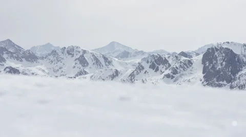 Yosemite Snow Covered Mountain Range Pan 4K Stock Footage 60992038