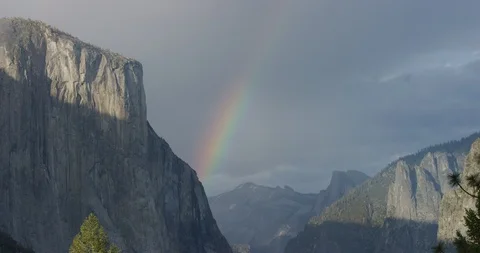 Yosemite Tunnel View Rainbow Timelapse in 8K Stock Footage