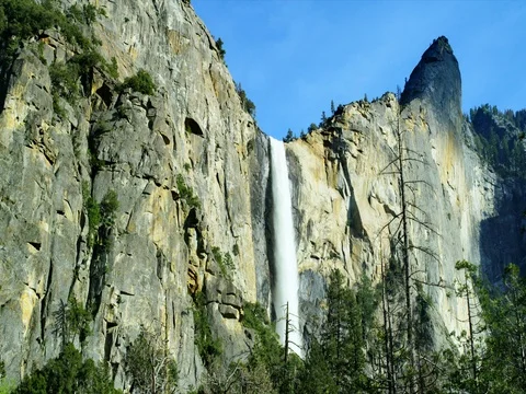 Yosemite Valley Bridal Fall Stock Footage 77049098