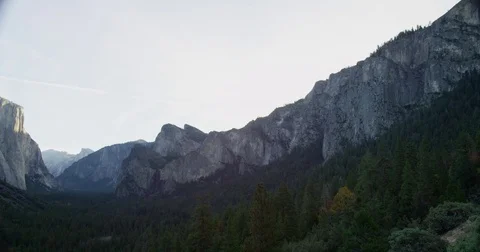 Yosemite Valley can be seen from tunnel viewpoint during sunrise. Stock Footage 81620524