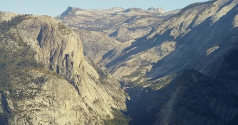 Yosemite Valley can be seen from Glacier Viewpoint during noon at the Yosemite Stock Footage 81624496
