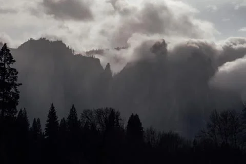 Yosemite Valley in Clouds Stock Photos