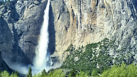 Yosemite Valley Water Fall Stock Footage 77035200
