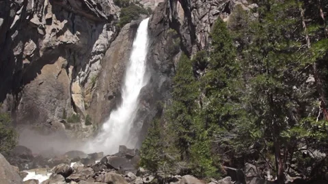 Yosemite waterfall, low part Stock Footage 88929316