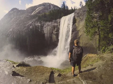 Yosemite Waterfall With Subject Stock Photos