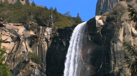 Yosemite Waterfall Zoom Out Stock Footage