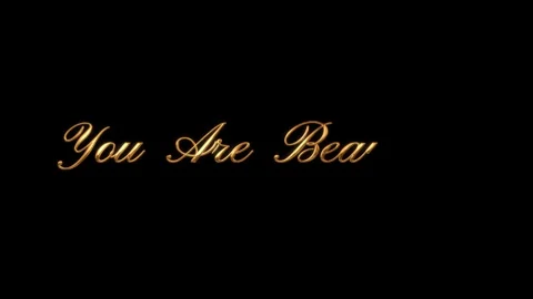 You Are Beautiful - Title Text Animation With Ink Gold Color and Black Backg Stock Footage 242017482