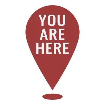 You Are Here map pin location icon on transparent background Stock Illustration