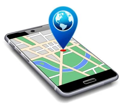 You are Here - Phone with Map Pointer Icon Cell Smart Mobile Illustrazione stock