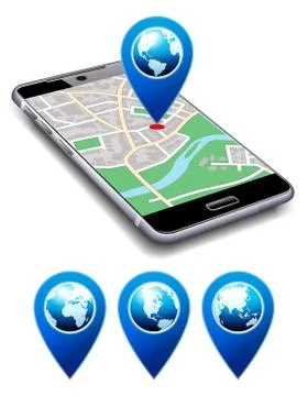 You are Here - Phone with Map Pointer Icon Cell Smart Mobile Stock Illustration