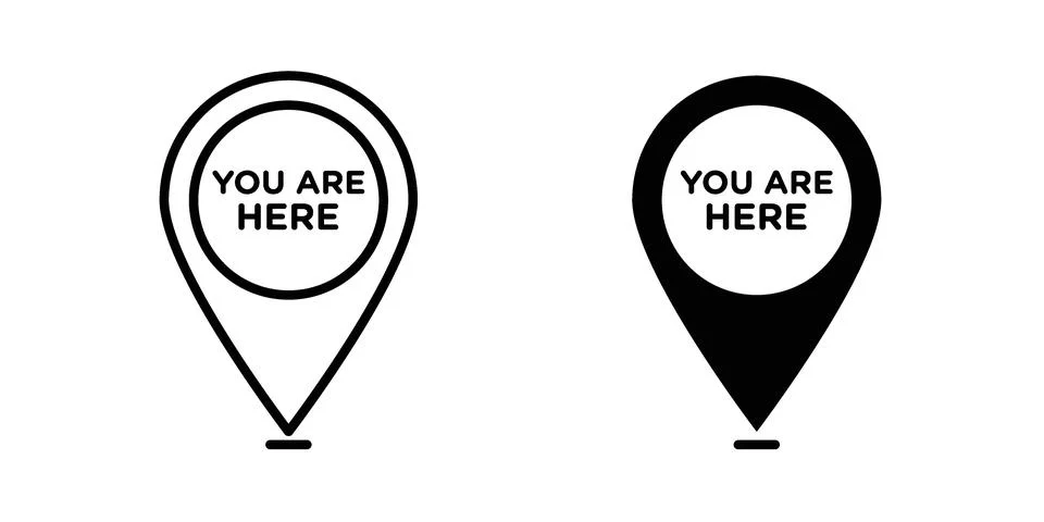 You are Here Pointer icon concept logo design collection Stock Illustration