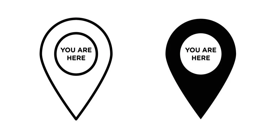 You are Here Pointer icon design. Illustration icons in linear and clipart pa Stockillustratie