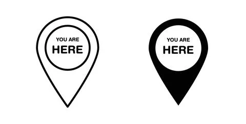 You are Here Pointer icon in black and white. vector icon pack for websites Stock Illustration