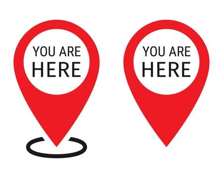 You Are Here red map pin set on transparent background イラスト素材