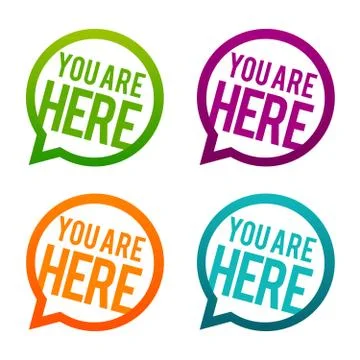 You are here round Buttons. Circle Eps10 Vector. Illustrazione stock