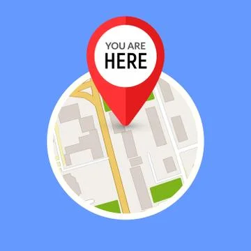 You are here street map gps simple icon. Road gps map here sign pin design Stock Illustration