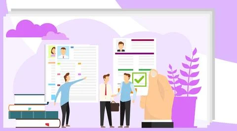 You are hired. Selection of a candidate for the job. Open vacancy. Stock Illustration