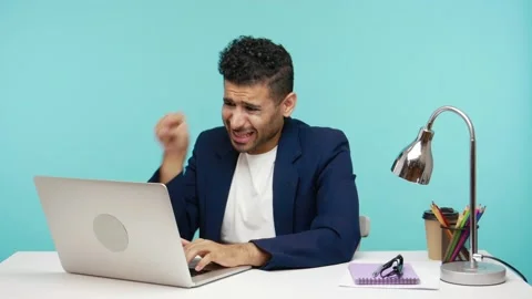 You are liar! Extremely angry annoyed man screaming blaming and accusing of Stock Footage 142293314