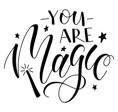 You are magic black text isolated on white background. Illustrazione stock